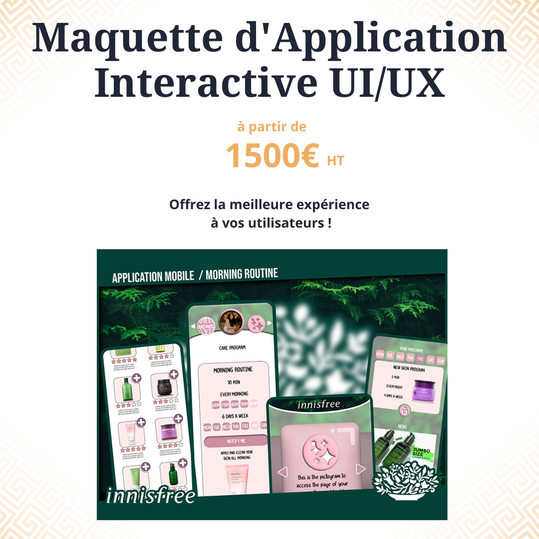 MAQUETTE D'APPLICATION INTERACTIVE UI/UX